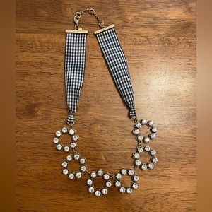 Ann Taylor Circle Crystal Gingham Ribbon Necklace Summer Party